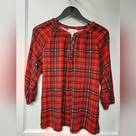 Plaid Top by Skies Are Blue, Size Large - Picture 1 of 4